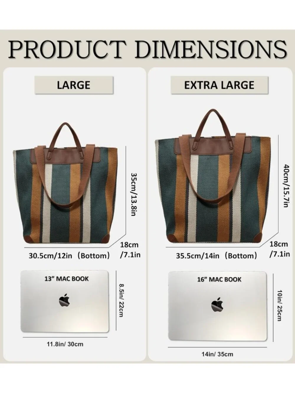 Spacious Women's Work Tote Bag with Laptop Compartment - Canvas Shoulder Bag for